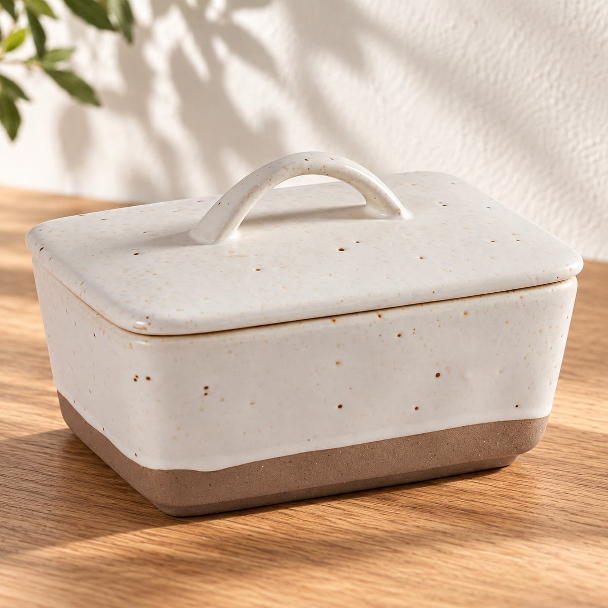 Speckled Ceramic Butter Dish — variant a