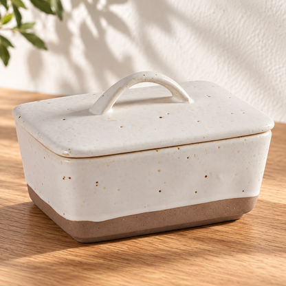 Speckled Ceramic Butter Dish — variant a