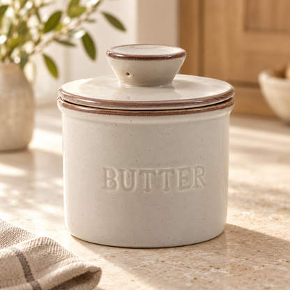 Glazed Ceramic Butter Crock — variant gray