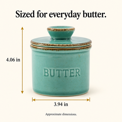 Glazed Ceramic Butter Crock — dimensions