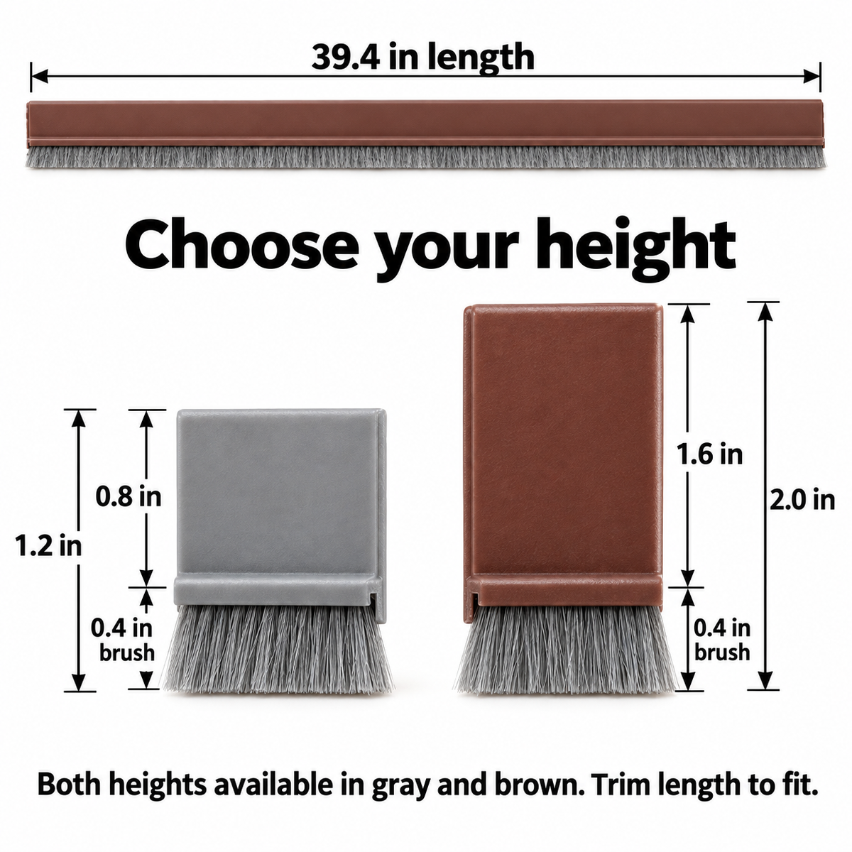 Brush Door Draft Stopper — dimensions