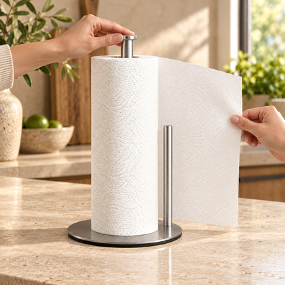 Countertop Paper Towel Holder — lifestyle in use