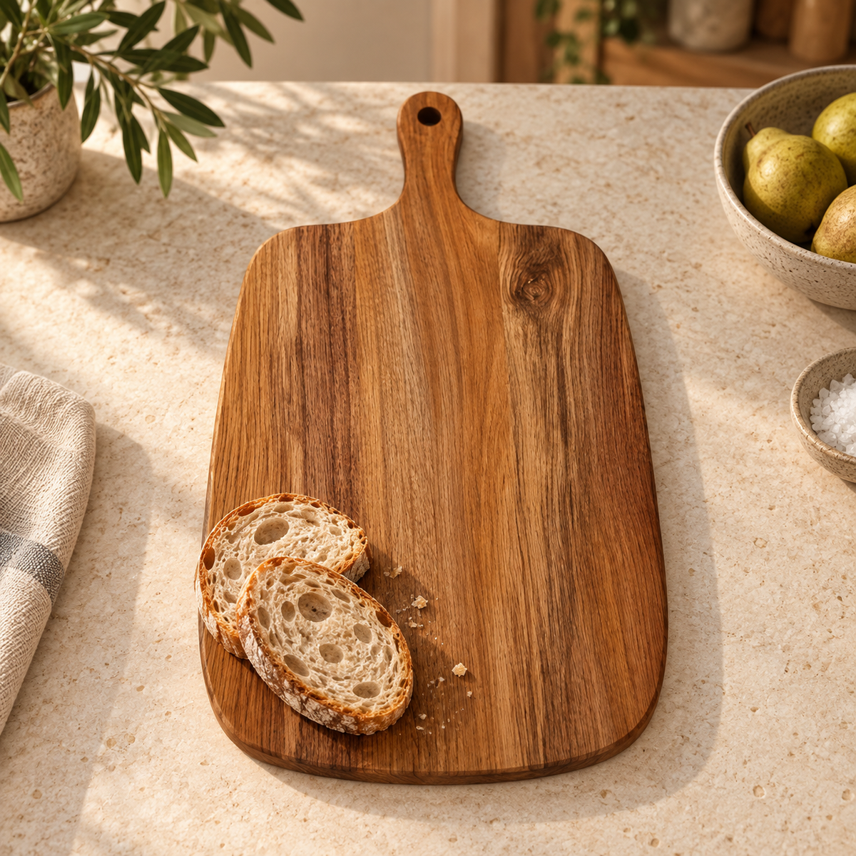 Wooden Cutting Board with Handle — hero lifestyle