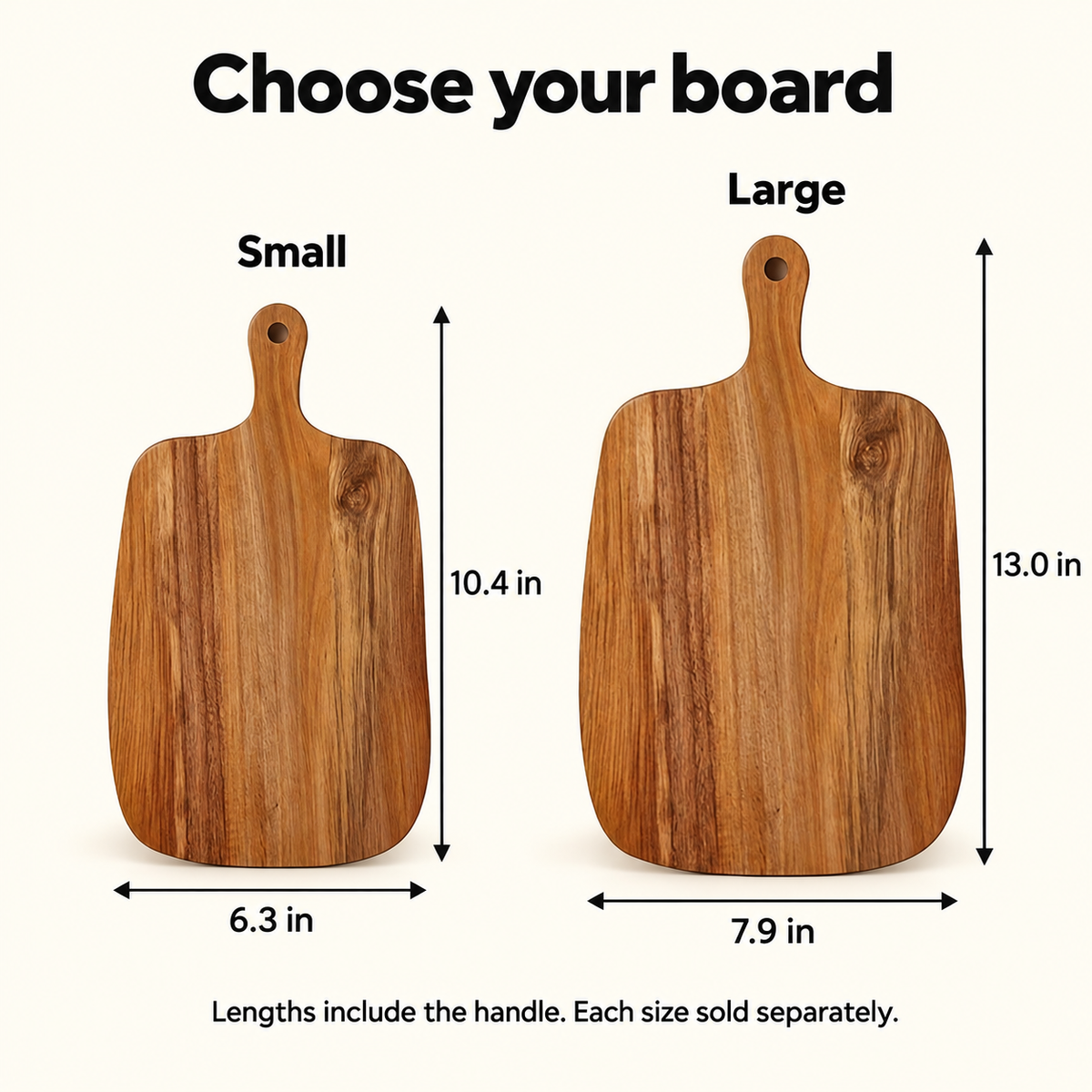 Wooden Cutting Board with Handle — dimensions