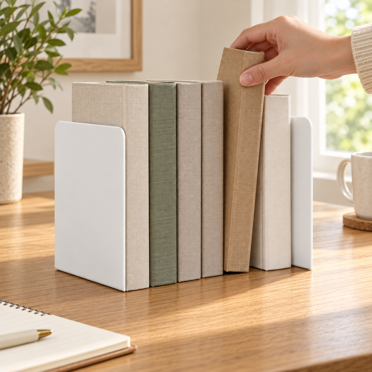 Metal Bookends, Pair — in use