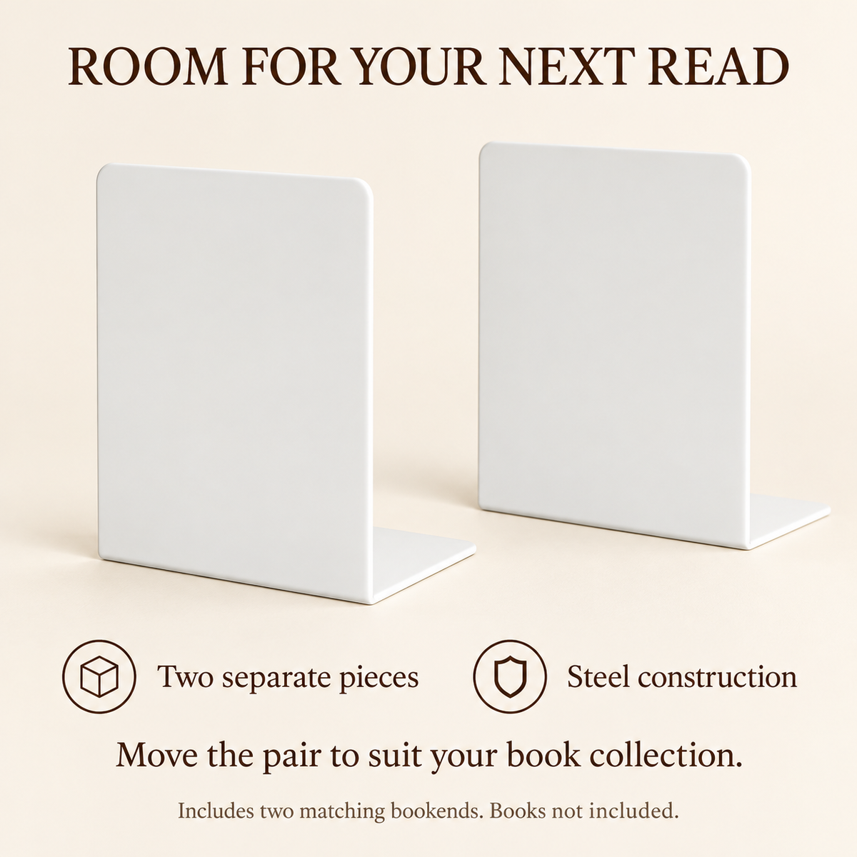 Metal Bookends, Pair — infographic