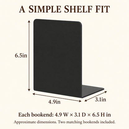 Metal Bookends, Pair — dimensions