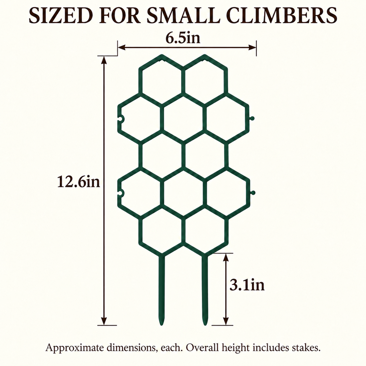 Honeycomb Plant Trellis, Set of 4 — dimensions