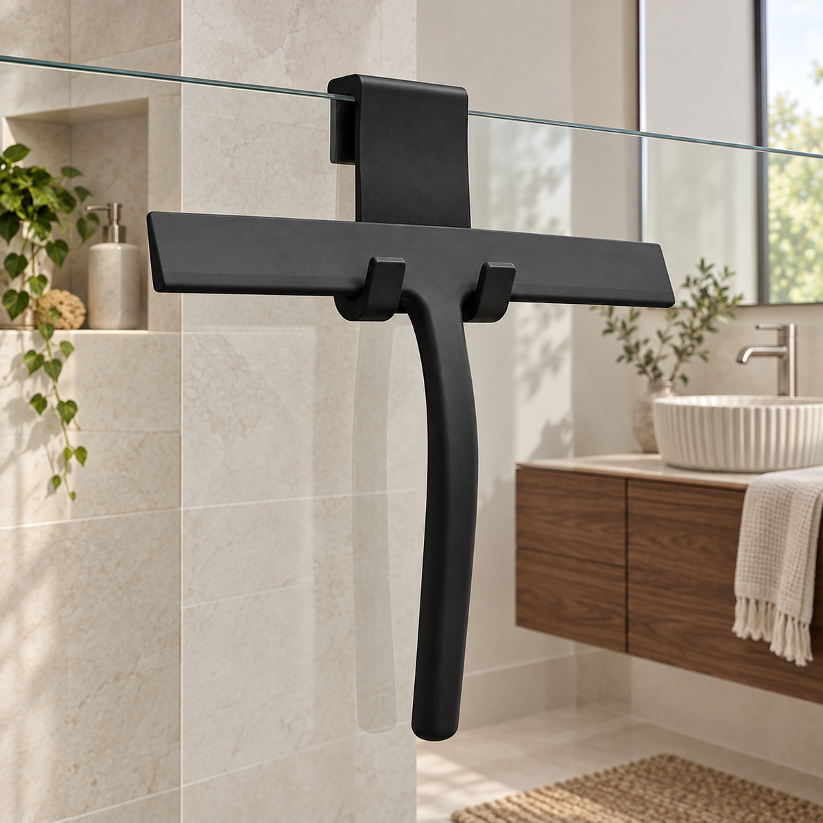 Silicone Shower Squeegee with Holder — lifestyle ambient