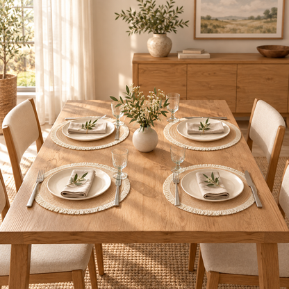 Round Fringed Placemats, Set of 4 — lifestyle ambient