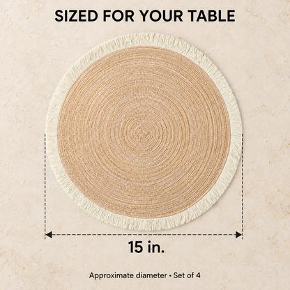 Round Fringed Placemats, Set of 4 — dimensions