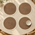 Round Fringed Placemats, Set of 4 — Brown variant