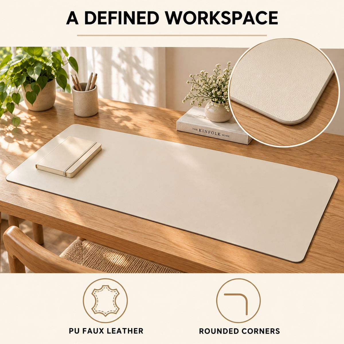 Faux Leather Desk Mat — infographic workspace