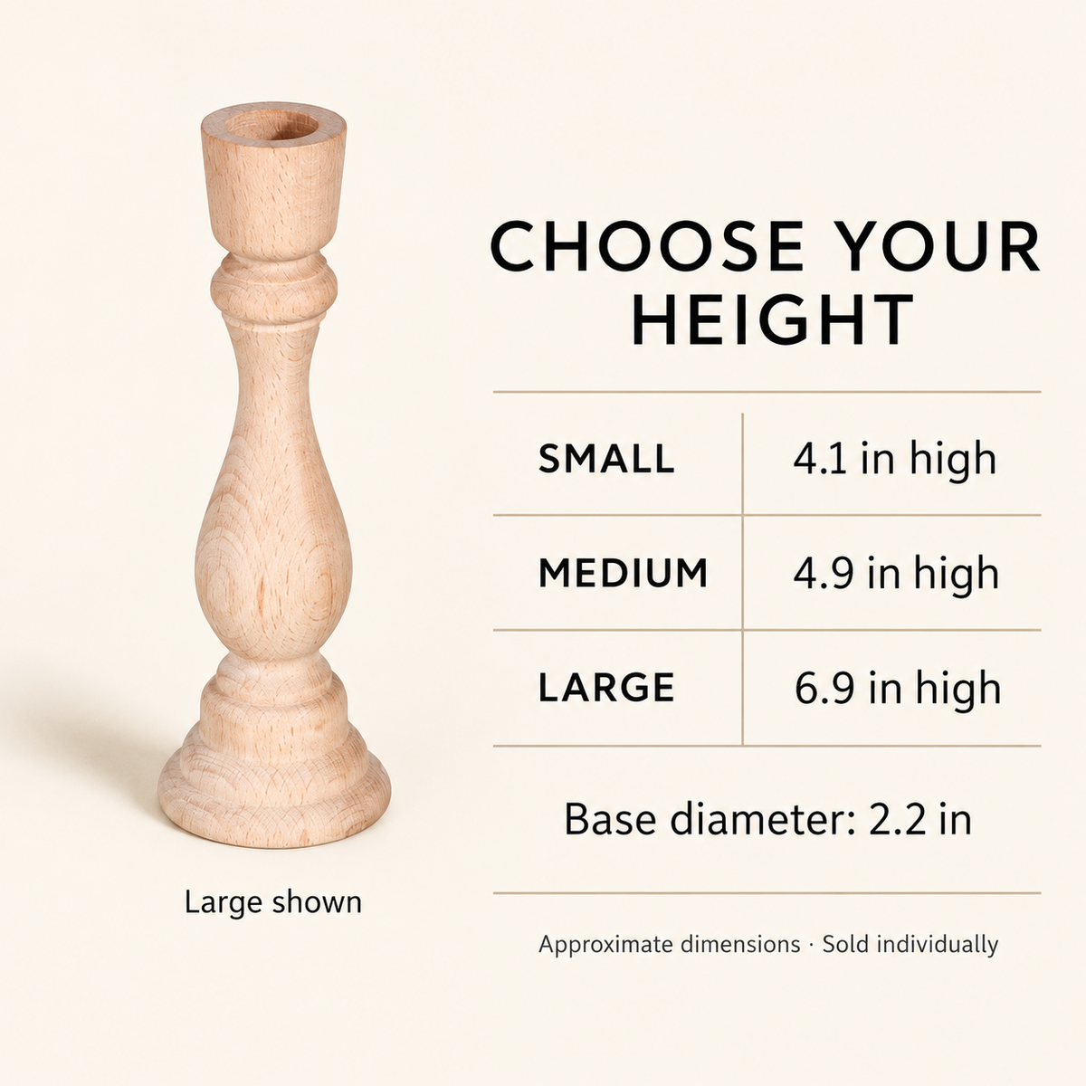 Wooden Taper Candleholder — dimensions