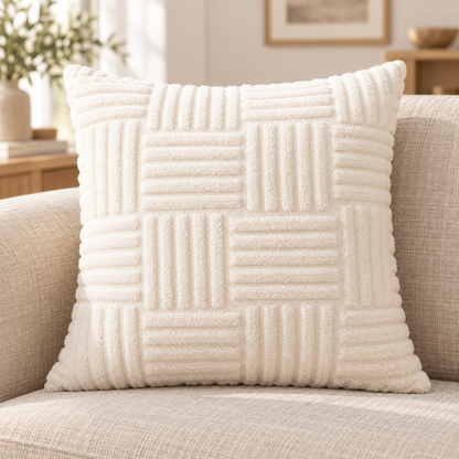 Textured Plush Throw Pillow Cover — hero lifestyle