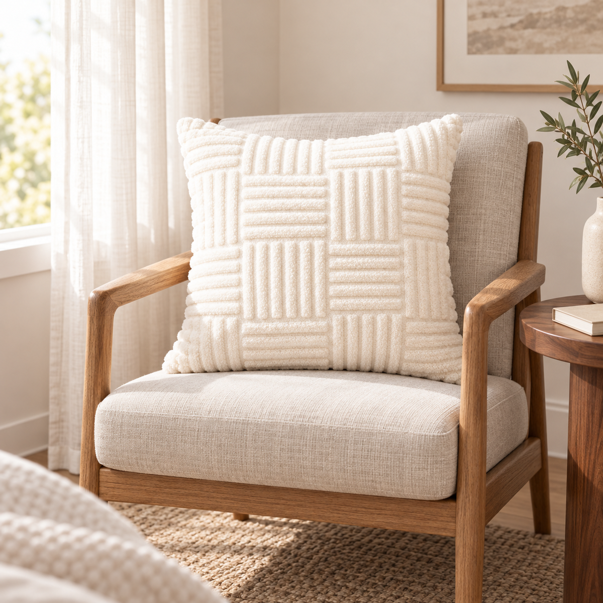 Textured Plush Throw Pillow Cover — lifestyle ambient