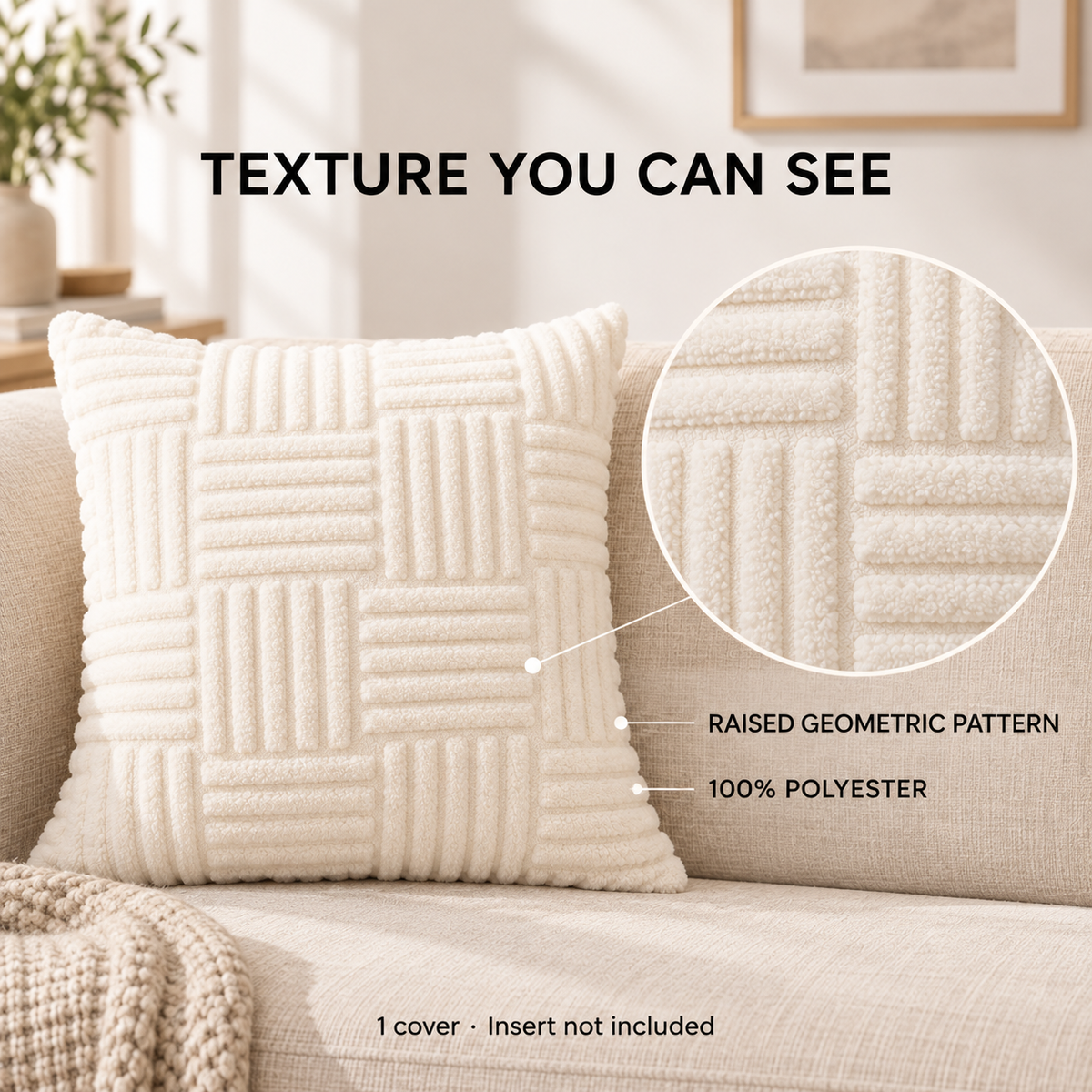 Textured Plush Throw Pillow Cover — infographic texture