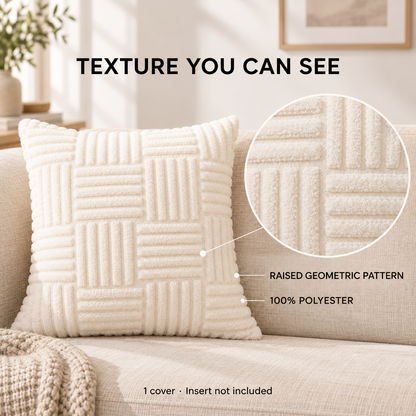 Textured Plush Throw Pillow Cover — infographic texture