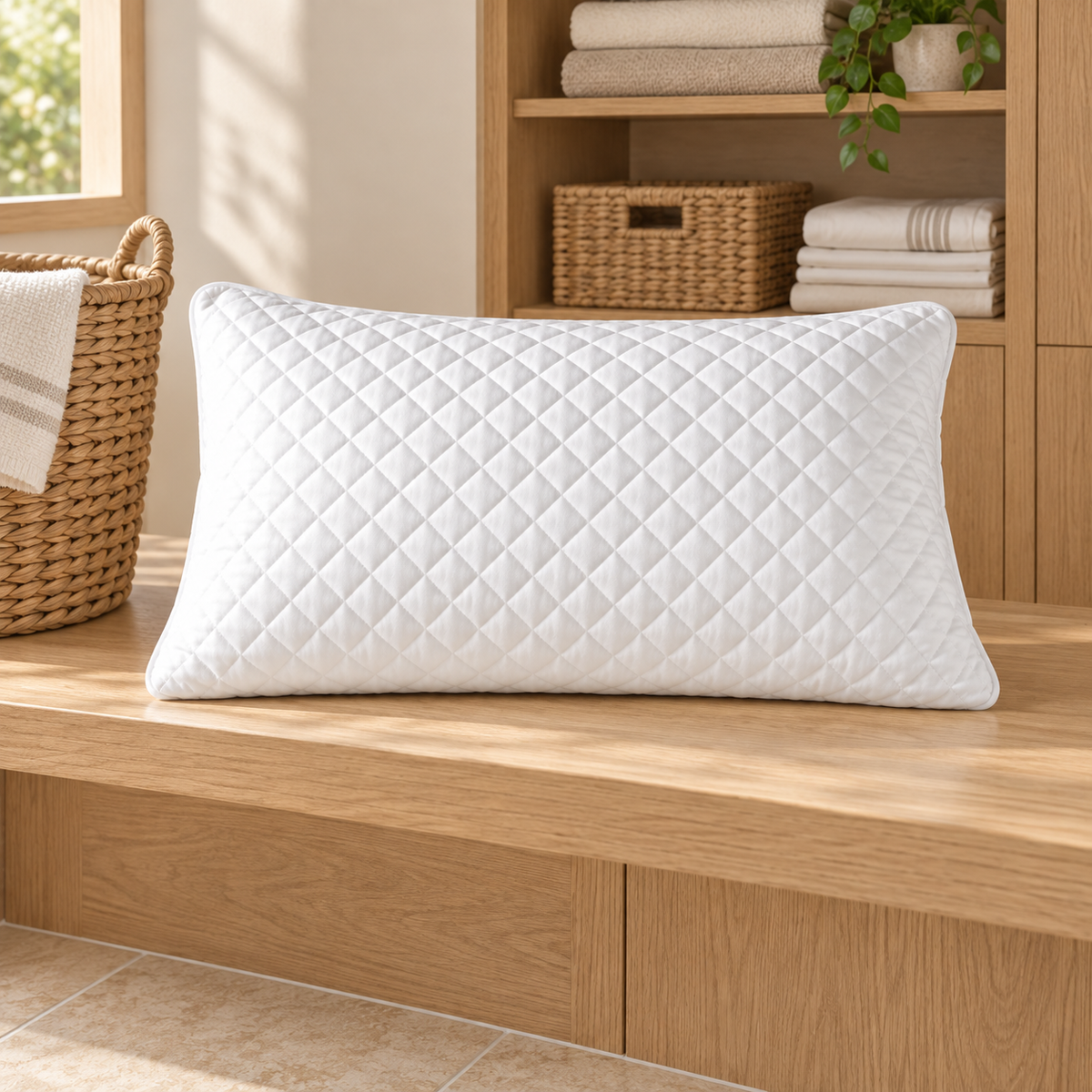 Quilted Zip Pillow Protector — lifestyle ambient