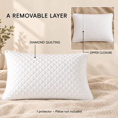 Quilted Zip Pillow Protector — infographic details
