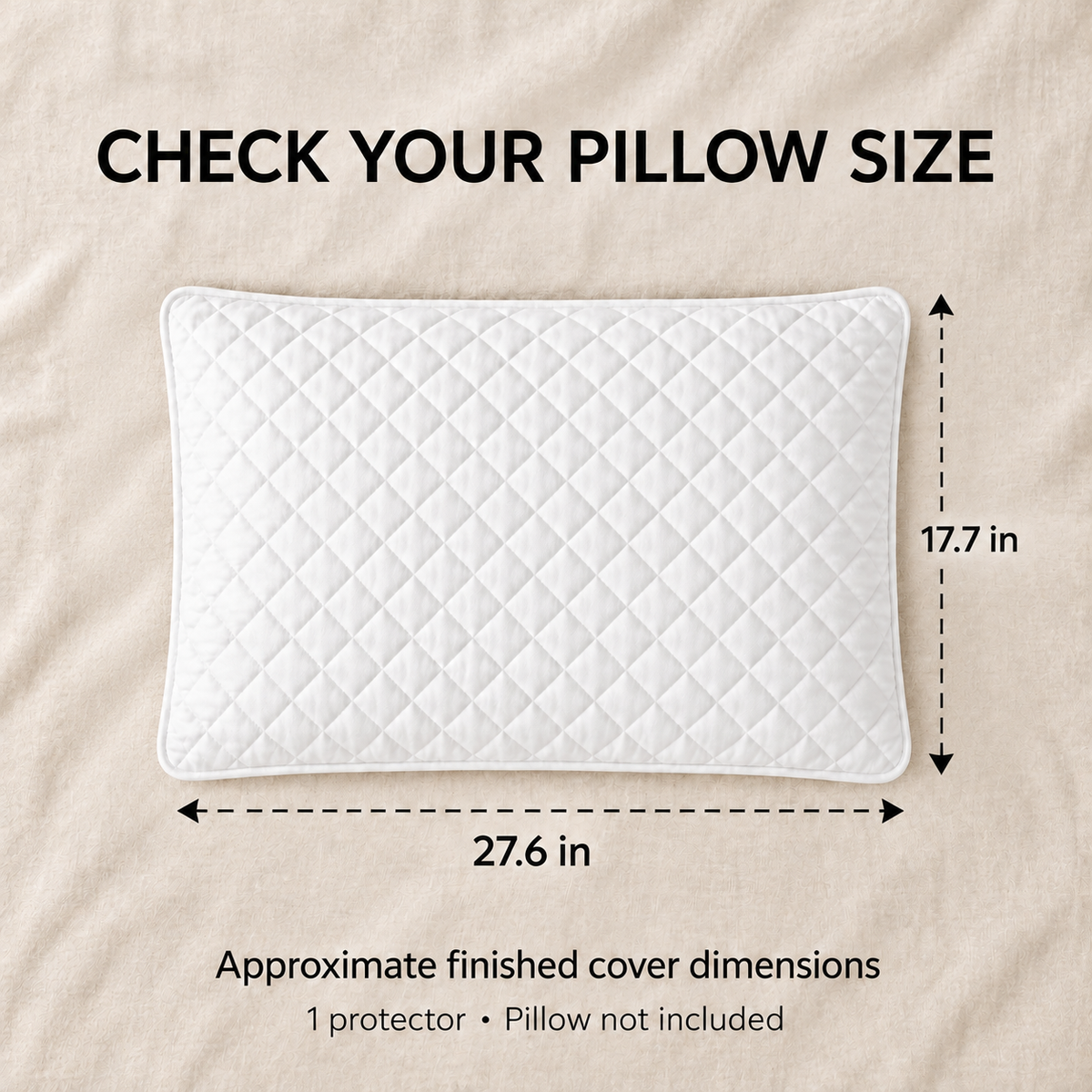 Quilted Zip Pillow Protector — dimensions