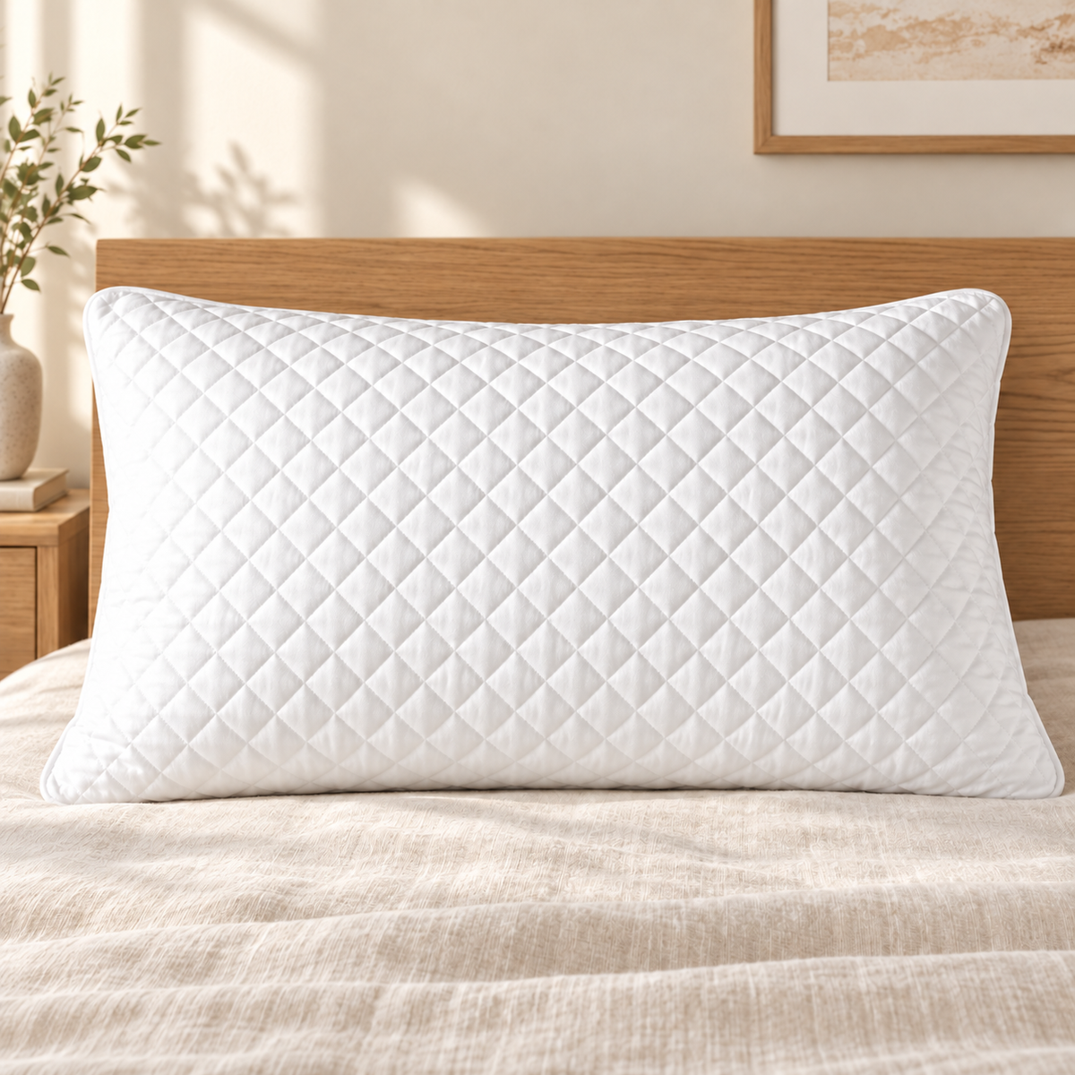 Quilted Zip Pillow Protector — White variant