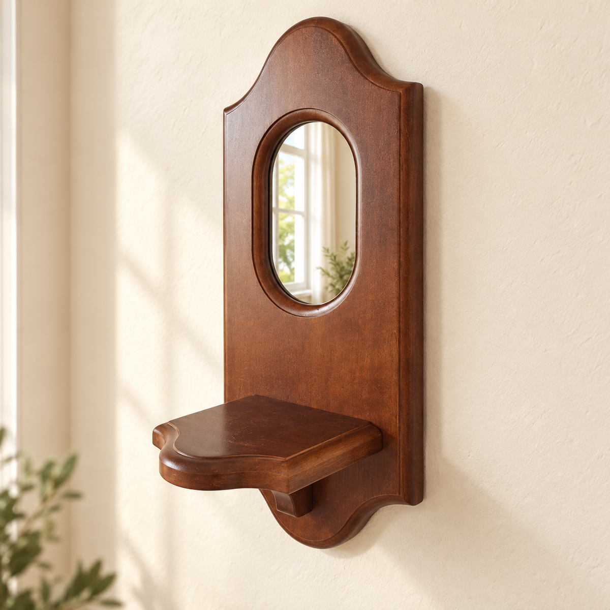 Mirrored Wooden Wall Shelf — hero lifestyle