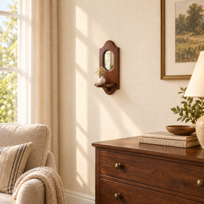 Mirrored Wooden Wall Shelf — lifestyle ambient
