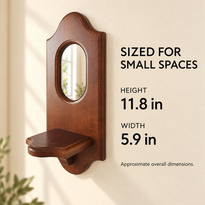 Mirrored Wooden Wall Shelf — dimensions