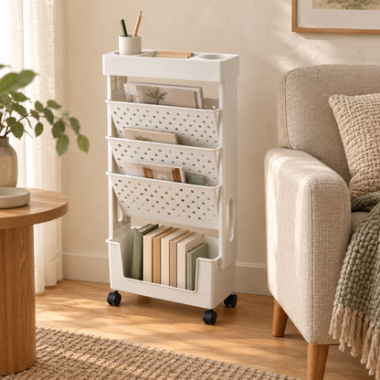 5-Tier Rolling Bookshelf — ambient