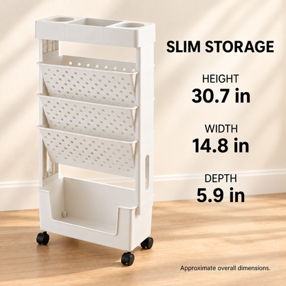 5-Tier Rolling Bookshelf — dimensions