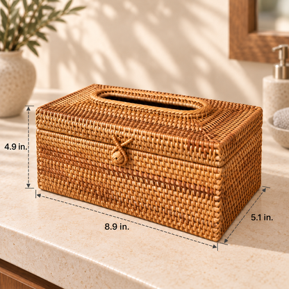 Woven Tissue Box — dimensions in inches