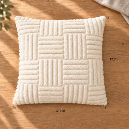 Textured Plush Throw Pillow Cover — dimensions in inches